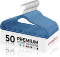 HOUSE DAY Premium Velvet Hangers 50 Pack Blue, Non-Slip Flocked Felt Hangers by HOUSEDAY