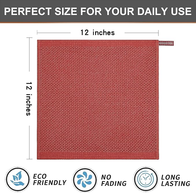 Kitinjoy 100% Cotton Kitchen Dish Cloths, 12 Pack Waffle Weave Ultra Soft - Image 6