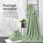 8 Piece Bathroom Towel Set Green |2 Oversized Large Bath Towels Sheet, 2 Hand - Image 7