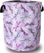 Watercolor Dragonfly Laundry Basket Foldable by SELIONLIKN