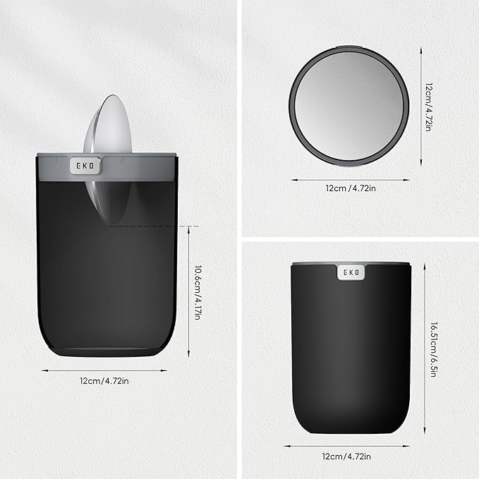 EKO Mini Desk Trash Can with Swing-Top Lid 0.4 Gallon Small Table Round - Image 5