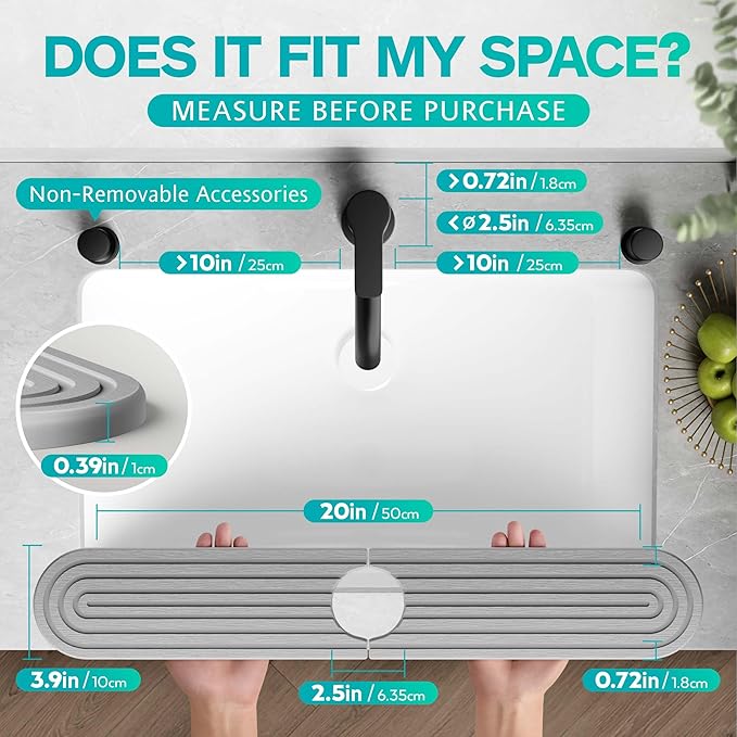 Stone Faucet Mat for Kitchen Sink – Diatomite Fast-Drying Stone Tray, Faucet - Image 2