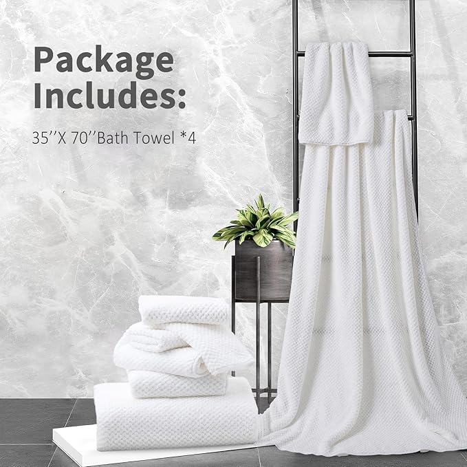 Extra Large Bath Towel Set of 4, Oversized Bath Sheet Super Soft Highly - Image 7