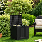 Flamaker Resin Deck Box 40 Gallon Waterproof Outdoor Indoor Storage Box Imitation Wood Resin for Patio Furniture Garden Tools and Pool (Black) - Image 3