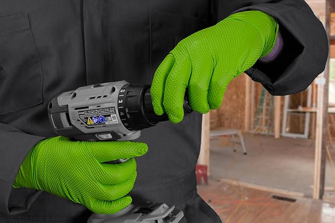 GLOVEWORKS HD Green Gloves, 8 Mil Nitrile Disposable Heavy Duty Raised Diamond - Image 11