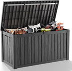 180 Gallon Outdoor Storage Box, Large Resin Deck Box for Patio Furniture Cushion Garden Tools, Waterproof and Lockable Design(Black) by Unknown