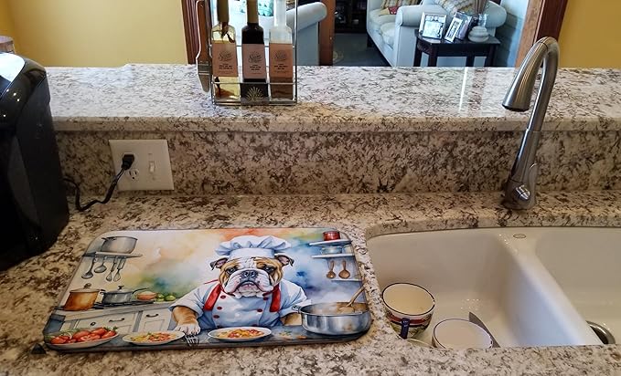 Caroline's Treasures DAC6242DDM English Bulldog The Chef Dish Drying Mat - Image 2
