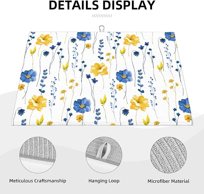 Watercolor Floral Decorative Microfiber Dish Drying Mat - Image 5