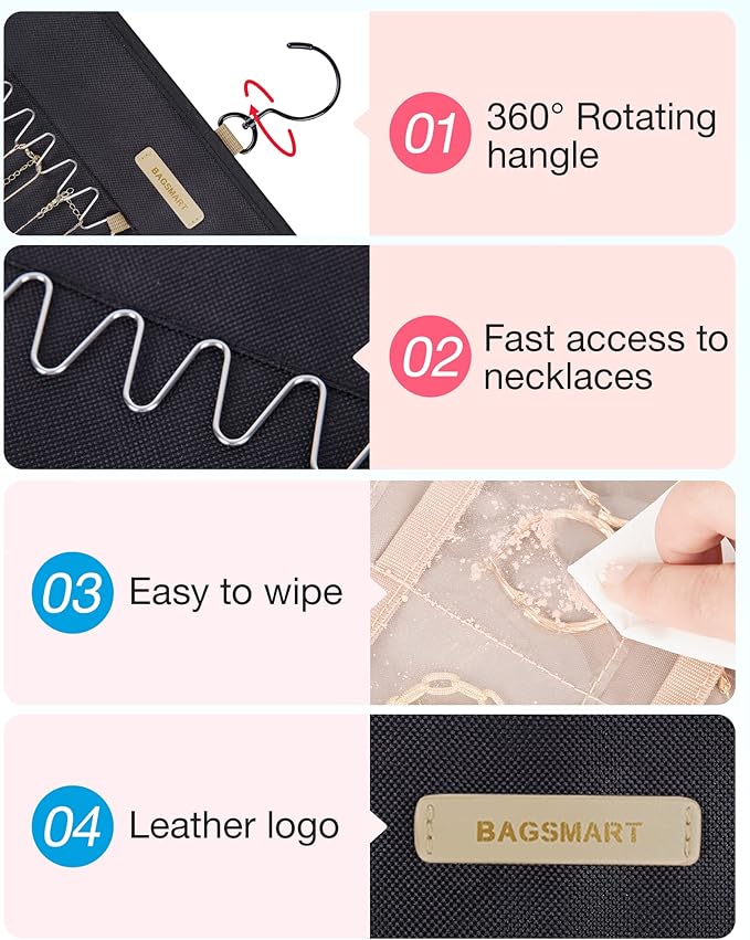 BAGSMART Hanging Jewelry Organizer Storage Roll - Image 4