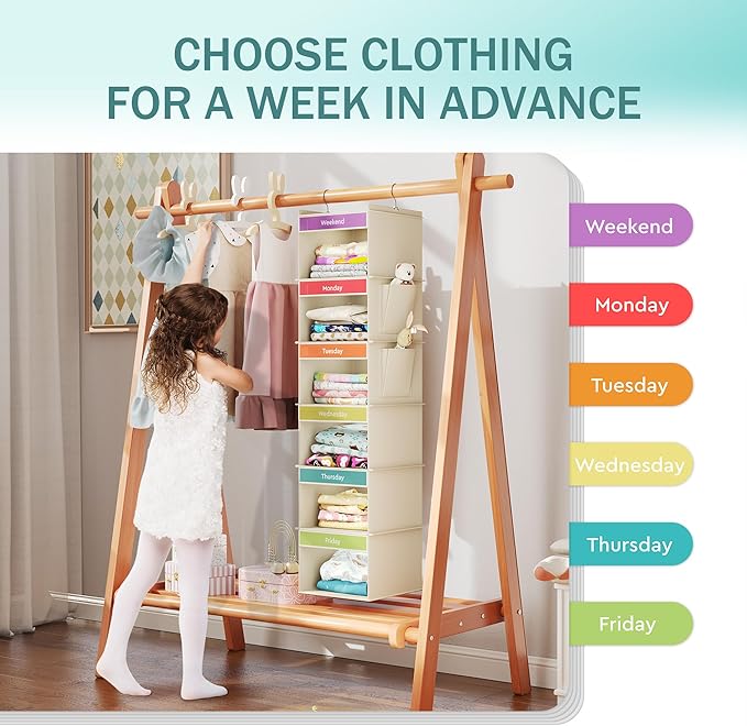 YOUDENOVA 6-Shelf Weekly Hanging Closet Organizer, Weekly Clothes Organizers - Image 5