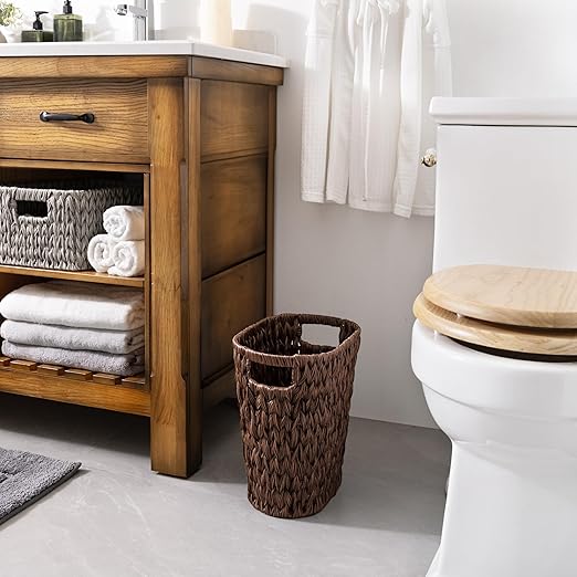 GRANNY SAYS Wicker Waste Basket, Waterproof Bathroom Trash Can, Bedroom Can - Image 3