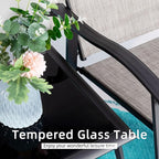 Vongrasig 3 Piece Outdoor Rocking Bistro Set, Textilene Fabric Small Patio Furniture Set, Front Porch Rocker Chairs Conversation Set with Glass Table for Lawn, Garden, Balcony, Poolside (Taupe) - Image 7