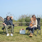 EVER ADVANCED Oversized Folding Camping Chair for Adults, Heavy Duty Lawn Chair with Side Pockets, Portable Collapsible Quad Chair for Outside, Support Up to 500lbs, Grey 2PACK - Image 2