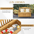 Outvita Outdoor Wood Storage Bench, Wooden Large Deck Box with Seating & Armrest, Waterproof Patio Organizer Loveseat for Garden Porch Deck Backyard Poolside(Yellow) - Image 5