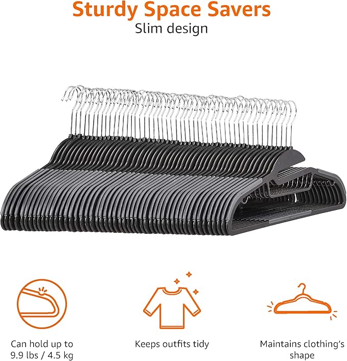 Amazon Basics Non-slip Heavy Duty Space Saving Plastic Hangers - Image 3