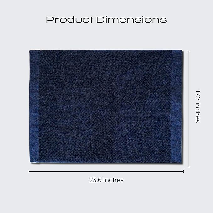 Luxury Silver-Infused Navy Blue Hand Towel Set of 2, 23.6"x17.7" - Image 2