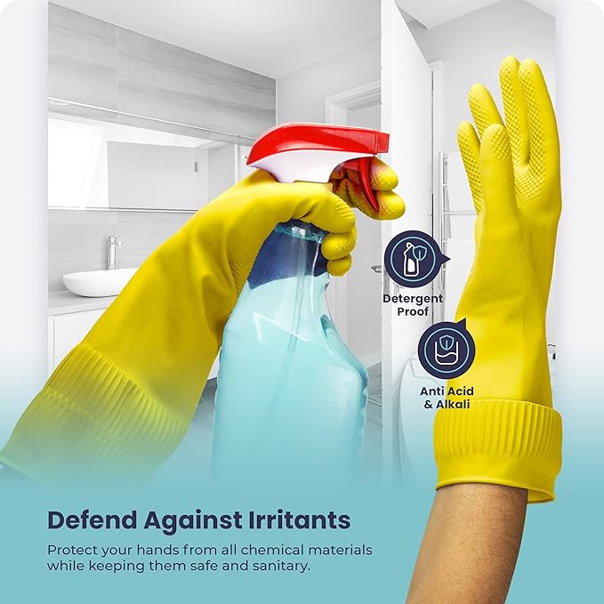 FMP Brands 3/6/12/60 Pairs 15 Inch Extra Long Rubber Dishwashing Gloves - Image 6
