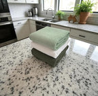 Sage White Dark Green Kitchen Hand Dish Towels: Oversized 28" x 18", 100% - Image 6