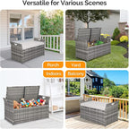 VINGLI 40 Gallon Outdoor Storage Bench with Cushion, Rattan Storage Box, Patio Wicker Deck Box with Seat for Garden | Balcony | Porch | Pool | Yard (Grey Frame + Light Grey Cushion) - Image 7