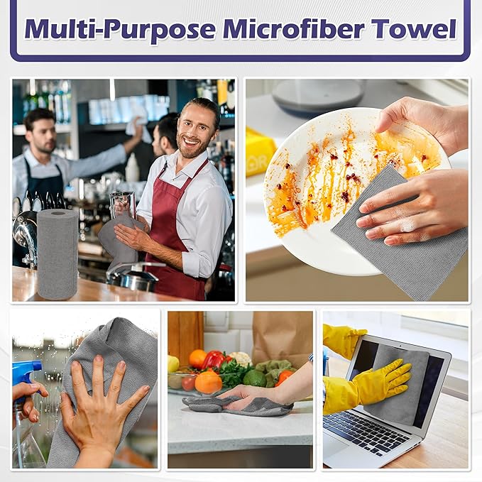 FIXSMITH Microfiber Cleaning Cloth Roll -75 Pack, Microfiber Towel Roll Tear - Image 7