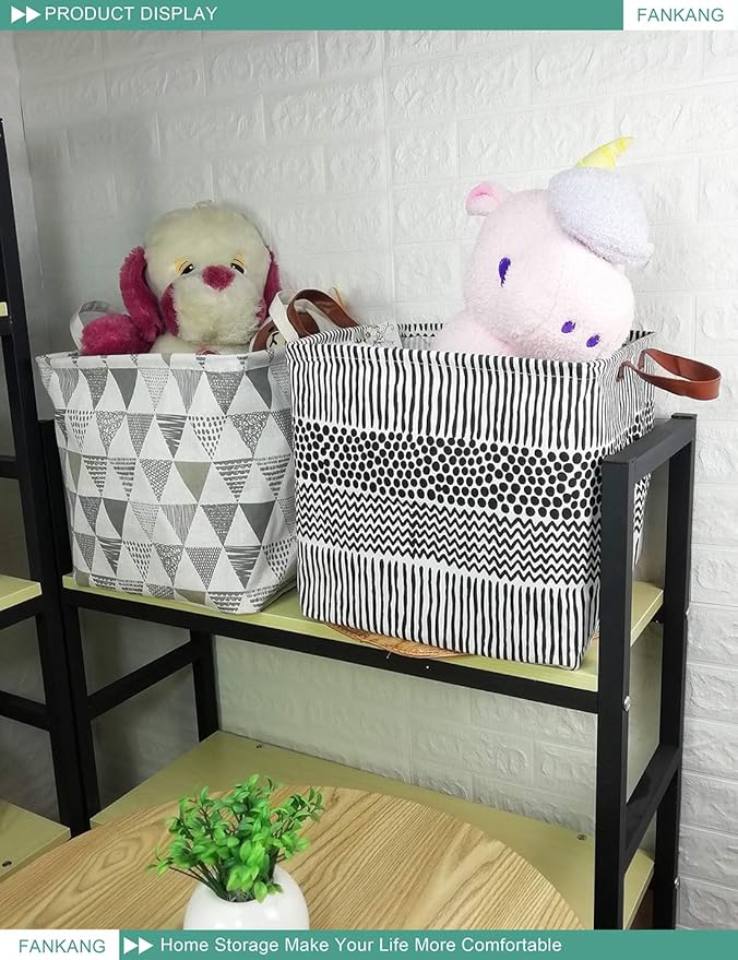 FANKANG Square Nursery Hamper Storage Bins Canvas Laundry Basket Foldable - Image 5