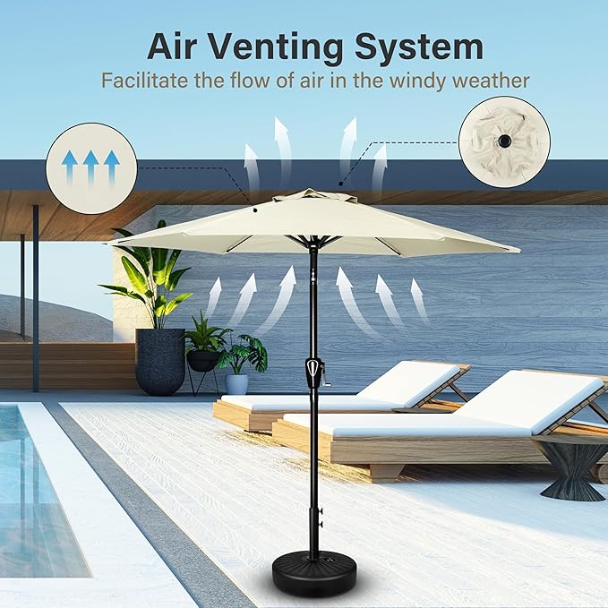 Simple Deluxe 9' Patio Umbrella Outdoor Table Market Yard Umbrella with Push Button Tilt/Crank - Image 6