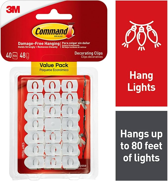 Command Decorating Clips, 40 Clips and 48 Strips, Damage-Free Hanging Light - Image 8