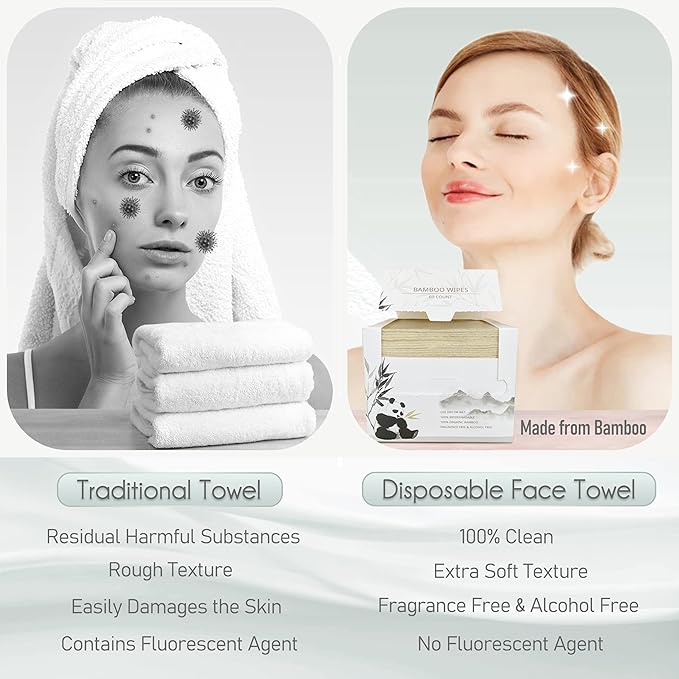 Bamboo Rayon Disposable Face Towel Biodegradable Large Dry Face Wipes 240 Count - Image 4