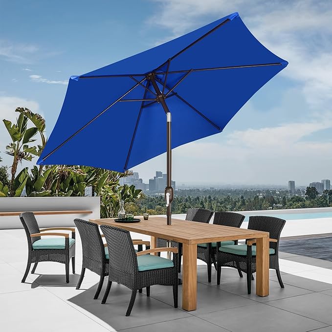 Blissun 7.5 ft Patio Umbrella, Yard Umbrella, Outdoor Market Umbrella with Push Button Tilt Crank, Royal Blue - Image 6