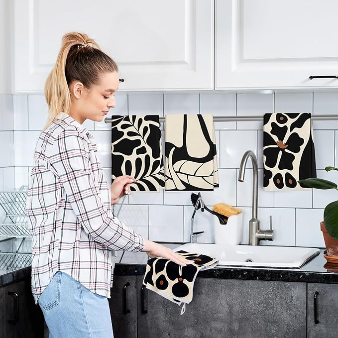 Breling Boho Kitchen Towels Set of 6 Boho Floral Dish Towels Cute Tea Towel - Image 6