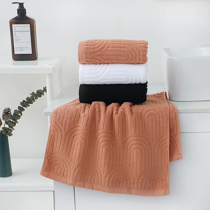 Pidada Hand Towels Set of 4 Striped Pattern 100% Cotton Absorbent Soft - Image 5