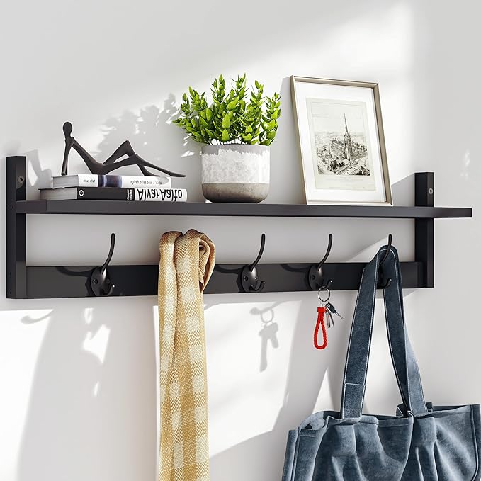 BAMEOS Wall-Mounted Shelf with Hooks by BAMEOS