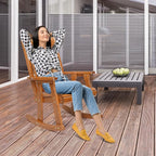 VINGLI Heavy Duty 600 LBS Outdoor Wooden Rocking Chair with Higher Backrest,Patio Rocking Chair with Ergonomic Design, Weatherproof Outdoor Rockers Suit for Patio, Garden, Balcony, Yard - Image 7