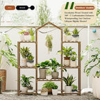 Bamworld Plant Stand Indoor Hanging Plant Shelf Outdoor Large Plant Rack for Multiple Plants Boho Home Decor Plant Gift for Mom Woman - Image 2