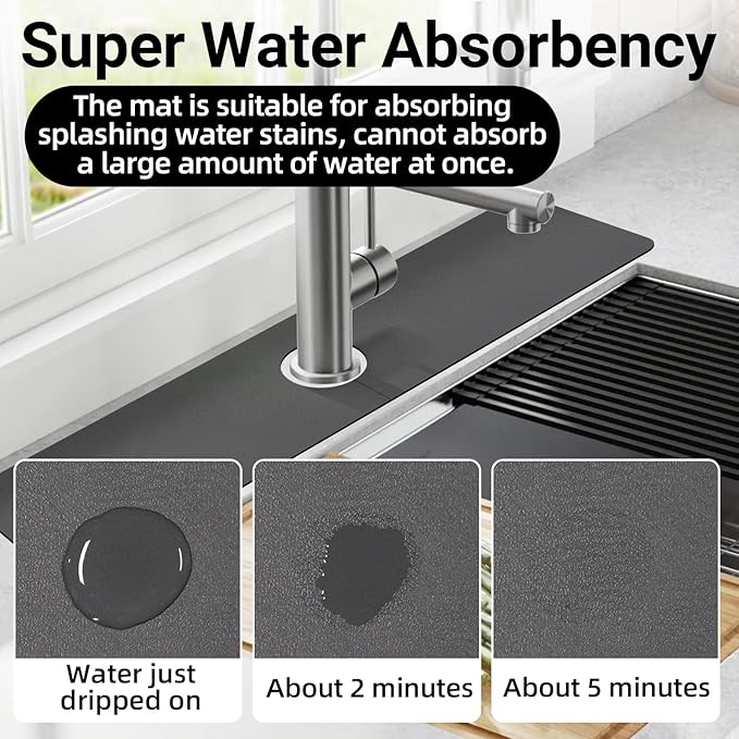 LOPNUR Faucet Mat for Kitchen Sink Protectors, 24 Inch Long Kitchen Sink Splash - Image 4