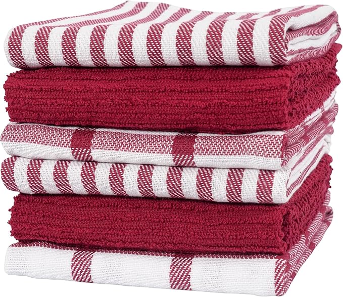 KAF Home Premium Kitchen Towels, Large 100% Cotton, Flat & Terry Absorbent Dish by KAFHome