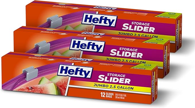 Hefty Slider Jumbo Storage Bags, 2.5 Gallon Size by Hefty