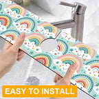 2 Pack Cute Rainbow Sink Splash Guard Faucet Mat Boho Rainbow Butterfly Super - Image 4