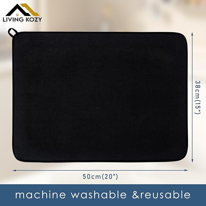 Dish Drying Mat, Microfiber Ultra-Absorbent Kitchen Counter Mat, Ideal Dish - Image 2