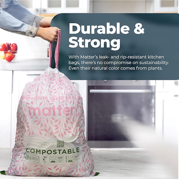 Matter Compostable Variety Pack 3 Gallon and 13 Gallon Kitchen Trash Bags - Image 2