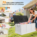 VINGLI 75 Gallon Collapsible Outdoor Storage Box, Simple-to-assemble Plastic Storage Containers with Lid, Patio Deck Box Furniture for Garden, Pool, Balcony, Yard (White) - Image 8