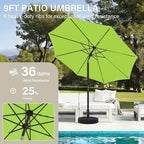 MEWAY 9ft Patio Umbrella Outdoor Table Umbrellas with Push Button Tilt and Crank, Market Umbrella 8 Sturdy Ribs for Deck, Garden, Pool and Backyard, Apple Green - Image 4