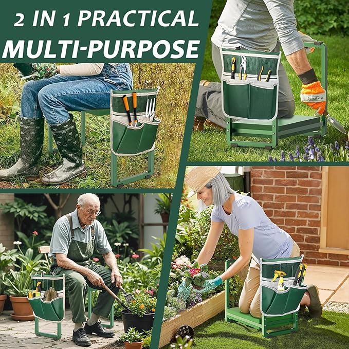 FLINTER 10.2" Wider Garden Kneeler and Seat, Heavy Duty Thick Gardening Bench for Kneeling and Seat - Garden Kneelers for Seniors, Gardening Stools for Women, Grandparents, Gardeners, Green - Image 7