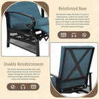 Oakcloud Adjustable Outdoor Lounge Chair Metal Patio Relaxing Recliner Chair Set with Bistro Table and Removable Cushions(Peacock Blue) - Image 5