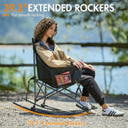 Portal Camping Rocking Chair Outdoors Folding Portable Rocker with Cup Holder Side Pocket Carry Bag, Support 350LBS, Black - Image 4