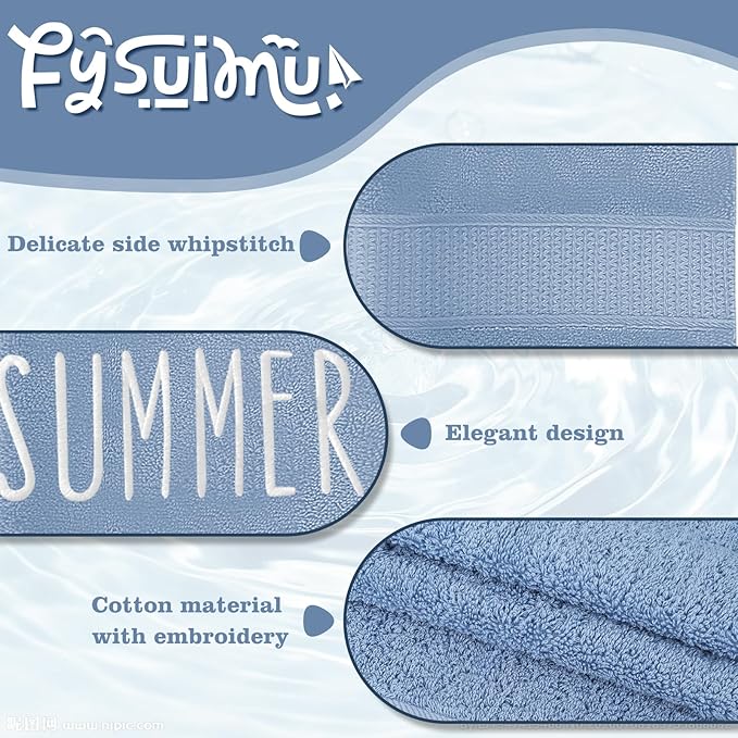 3Pcs Summer Hand Towels Cotton Embroidered Bathroom Towel 3 Colors Absorbent - Image 3