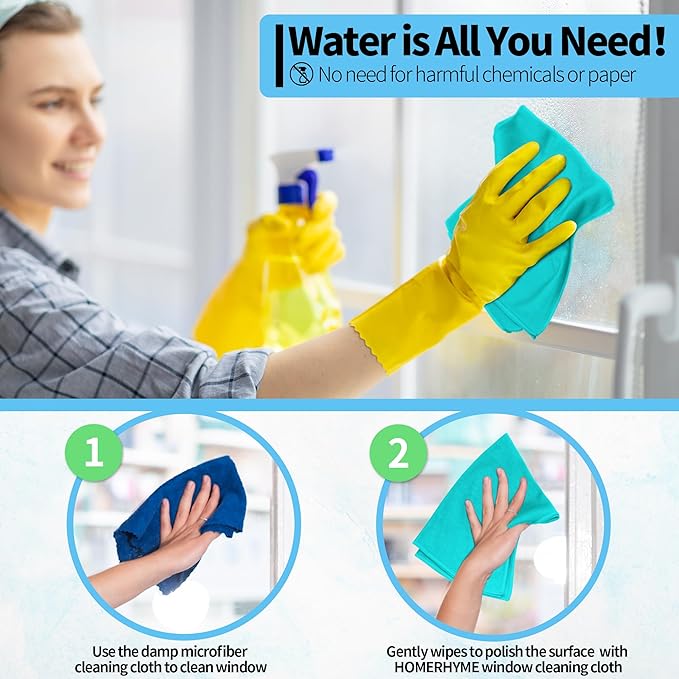 HOMERHYME Microfiber Cleaning Cloth, 12 Pack Window Glasses Cleaning Cloth - Image 5