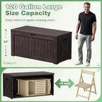 Greesum Outdoor Storage Box 120 Gallon Storage Bin with Lid for Patio Furniture, Garden Tools, Pool Supplies, Lockable, Waterproof and UV Resistant, Dark Brown - Image 5