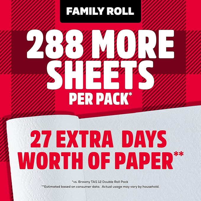 Brawny Tear-A-Square 3-Ply Paper Towels, 12 XL Family Rolls = 30 Regular Rolls - Image 3