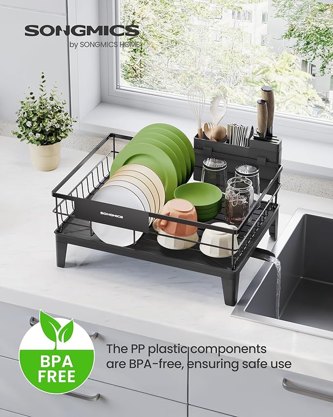 SONGMICS Dish Drying Rack, Kitchen Dish Rack, - Image 2